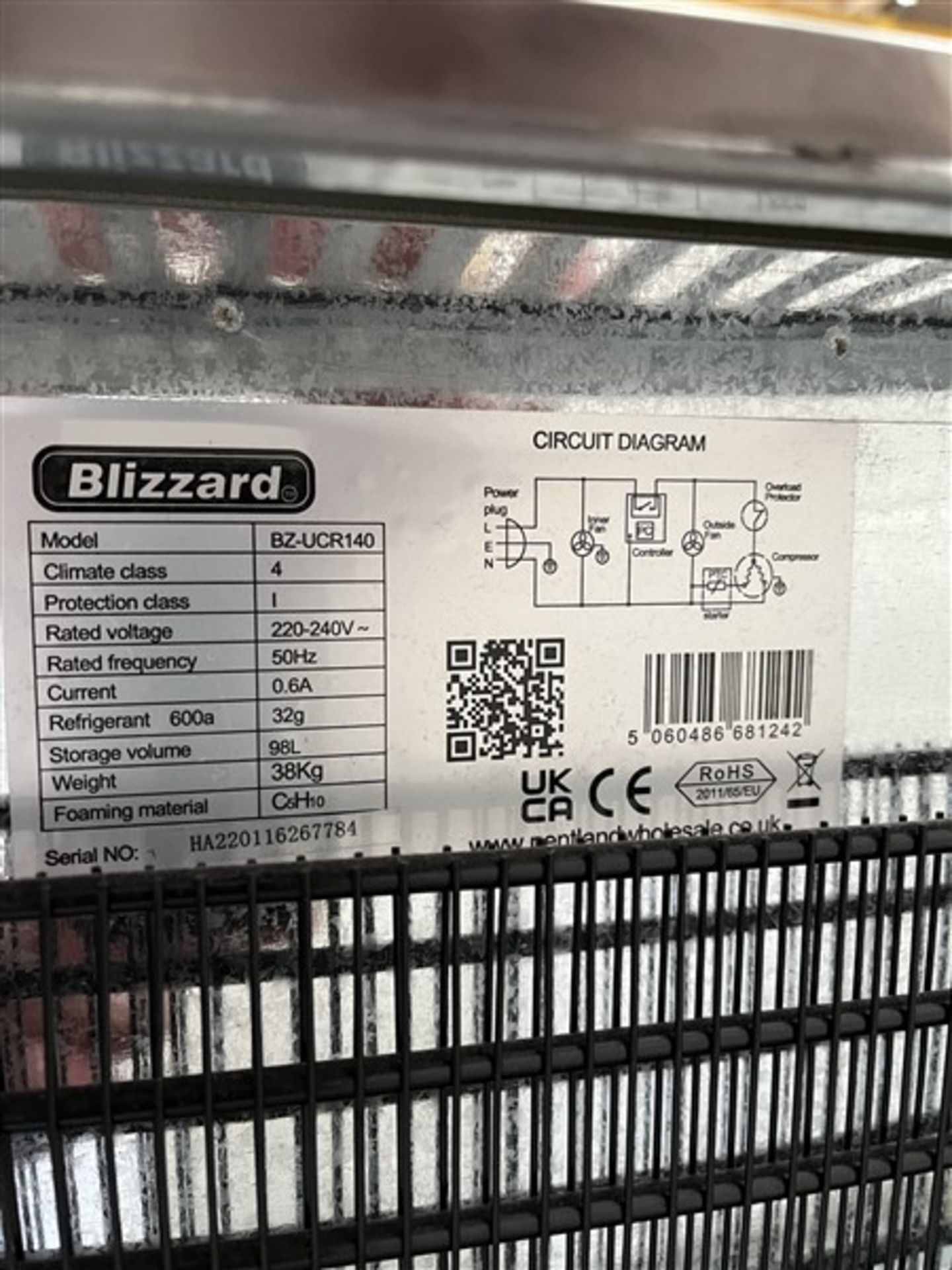 Blizzard BZ-UCR140 stainless steel under counter freezer, serial no. HA220116267784 (240v) - Image 4 of 5