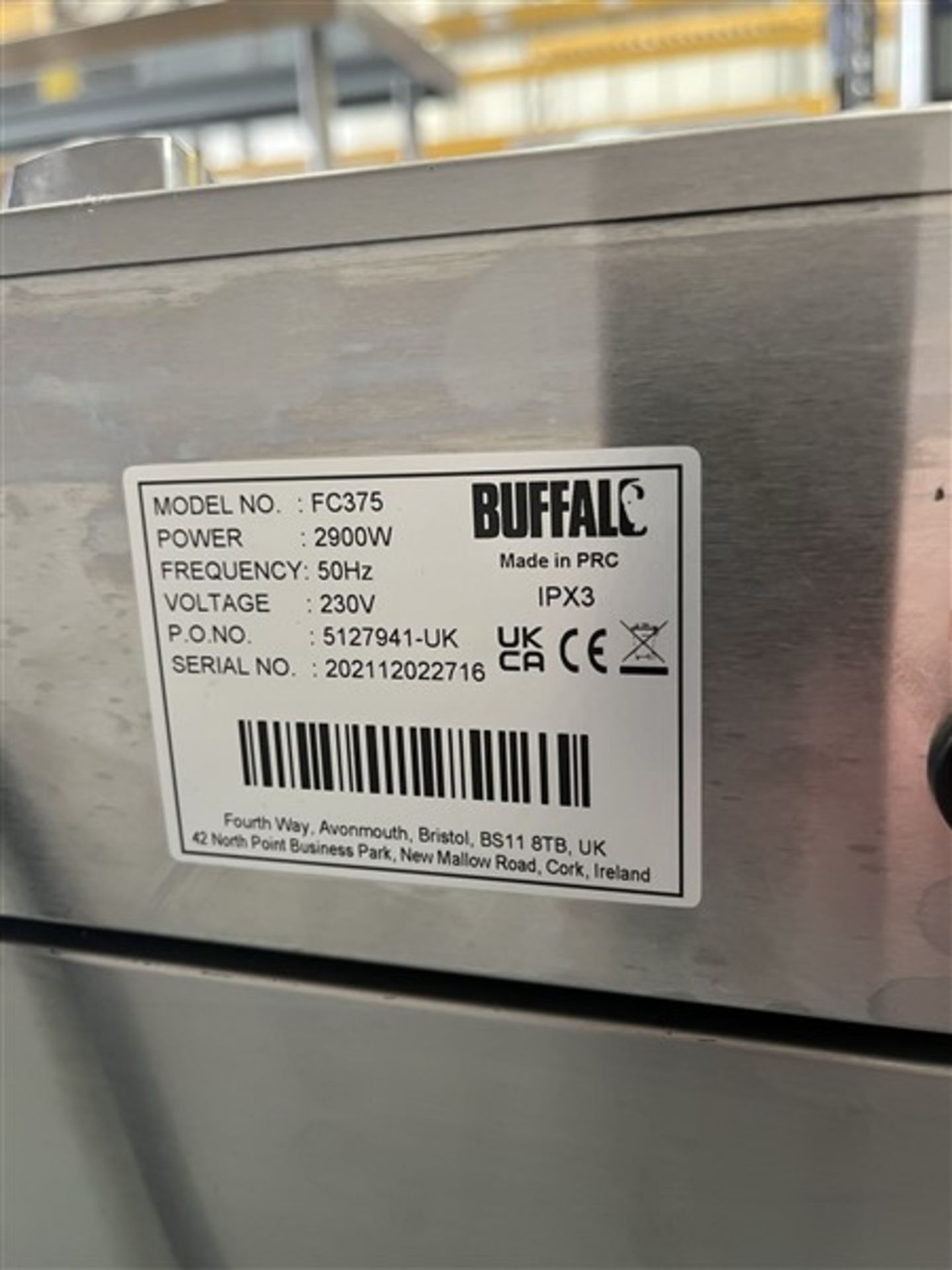 Buffalo stainless steel bench top twin fryer, model FC375, serial no. 202112022716 - Image 3 of 4