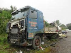 Volvo 440 6 x 2 rigid flat bed lorry Registration: K5 HBP with Hiab part dismantled crane - all