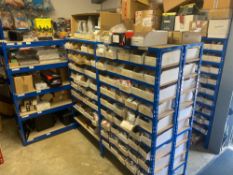 Contents of five racks to include large quantity of motorcycle spares and accessories to include