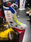 A pair of SiDi stivali crossfire 2 SRS motorcycle boots, yellow, white and blue size EUR 48