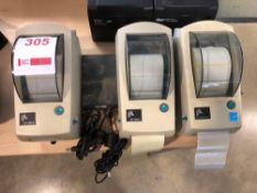 Three Zebra LP2824 Direct Thermal Label Printers (Only Two Power Supplies)