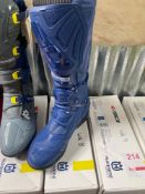 A pair of SiDi Husqvarna branded MX3 SRS motorbike boots, blue , size UK 9.5