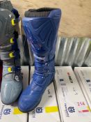 A pair of SiDi Husqvarna branded MX3 SRS motorbike boots, blue , size UK 9