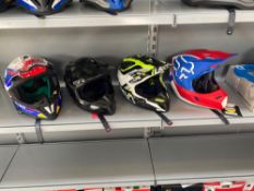 4 x various motocross helmets sizes 1 x XL, 2 x M, 1 x S. Please note this lot will be sold as Zero
