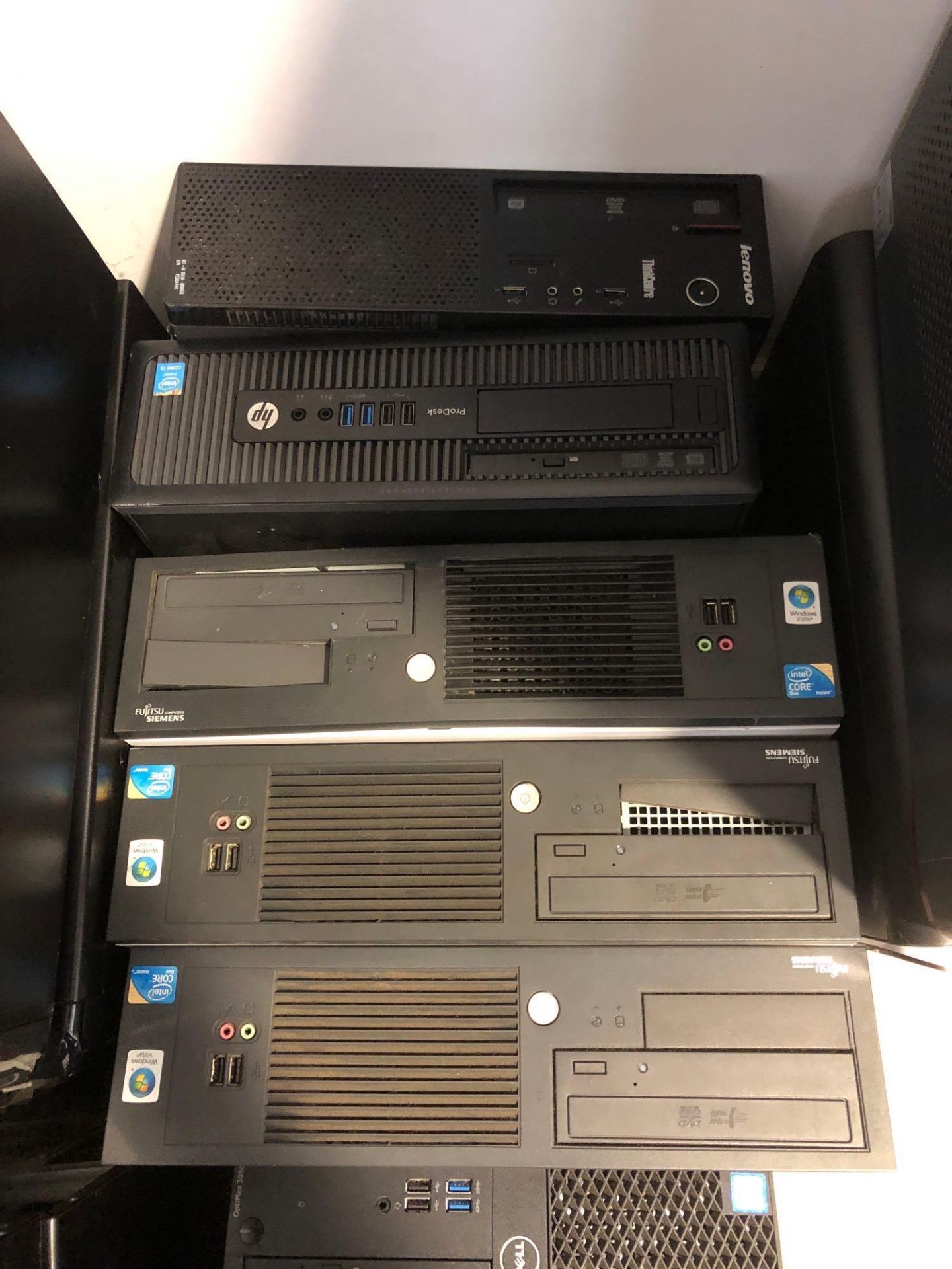 Hewlett Packard Core i3 Thinkcentre PC, Two Lenovo Core i5 PC's, Dell Core i5 PC, Three Fujitsu - Image 2 of 4