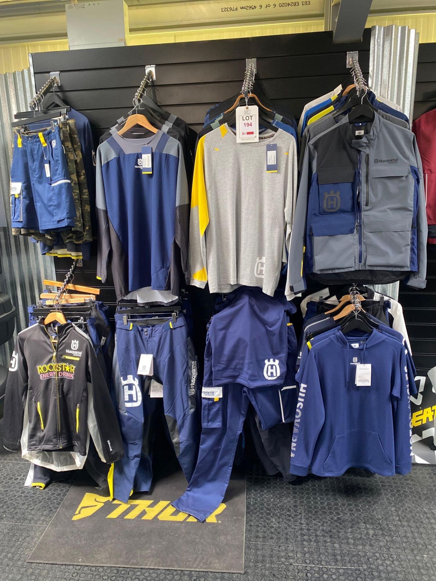 Large quantities of Husqvarna branded clothing as lotted