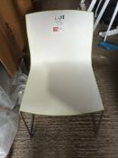Arper white and green hardback chair with chrome metal frame (Located: Billericay)