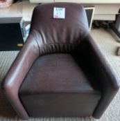 Walter Knoll brown leather upholstered lounge chair (Located: Billericay)