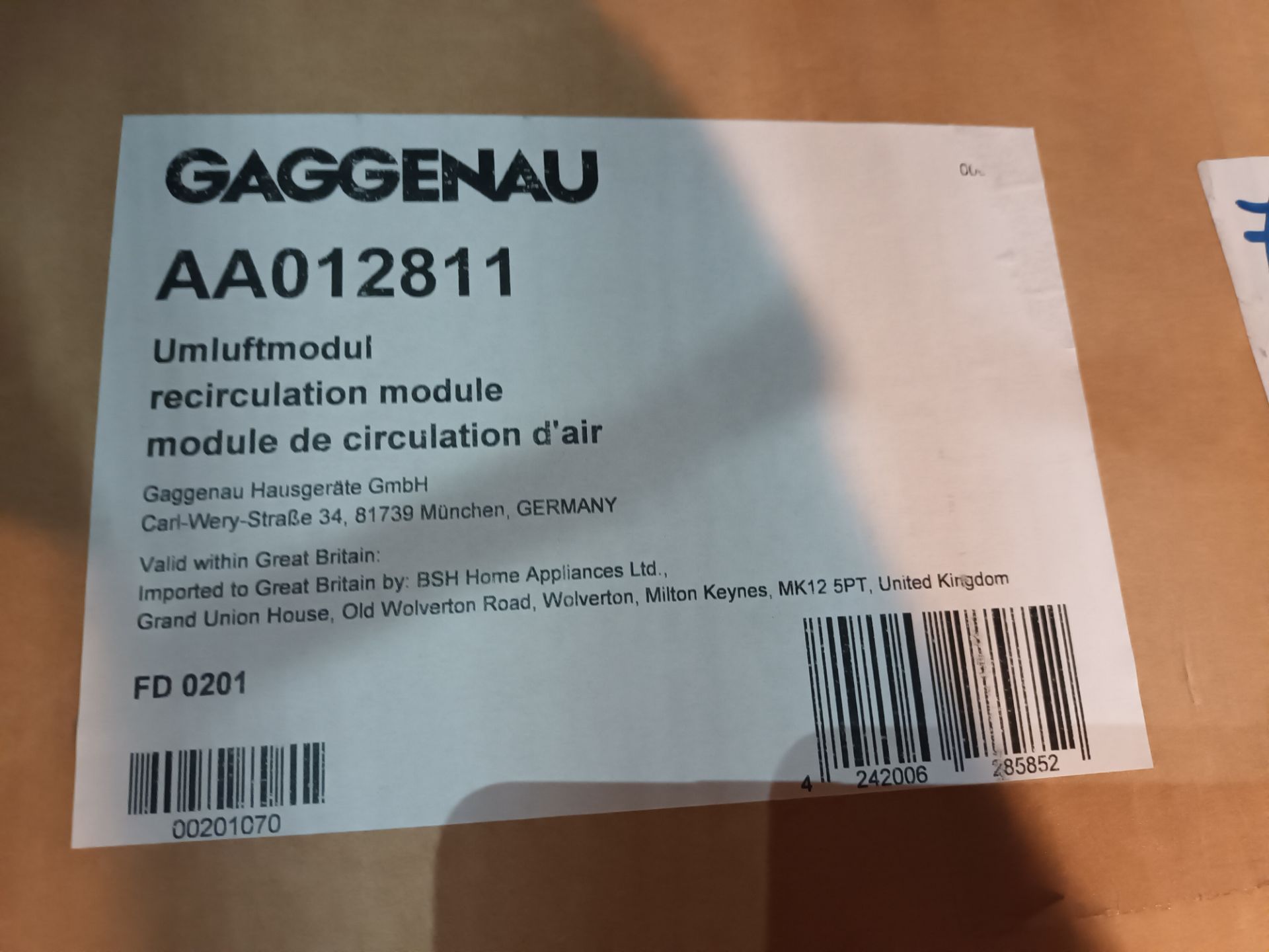 Gaggenau AA012811 recirculation module extraction unit (boxed & sealed) (Located: Billericay) - Image 2 of 2