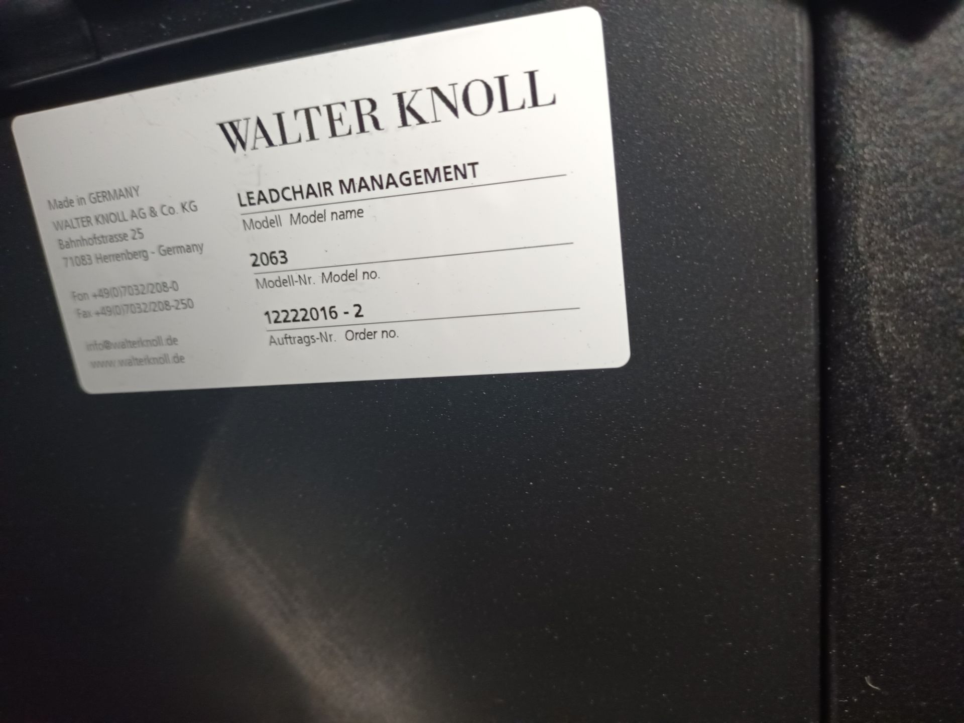 Walter Knoll leadchair management 2063 black leather upholstered executive chair with chrome frame ( - Image 2 of 3