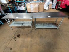 Two Voilamart stainless steel preparation tables (approximately 6' x 2')(Located: Hanslope)