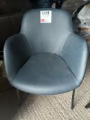 Walter Knoll Sheru 1435 dark blue leather upholstered armchair (Located: Billericay)