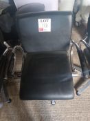 Four Welonda Wella black leather upholstered hydraulic salon chairs (Located: Billericay)