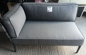 Cane-Line Conic 3 lava grey single corner sofa with grey upholstered cushions and black frame (Locat