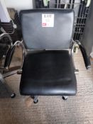 Four Welonda Wella black leather upholstered hydraulic salon chairs (Located: Billericay)