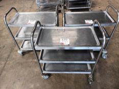 Three three-tier stainless steel trollies (Located: Hanslope)