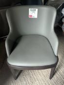 Cattelan Italia grey leather upholstered with dark wood frame armchair (Located: Billericay)