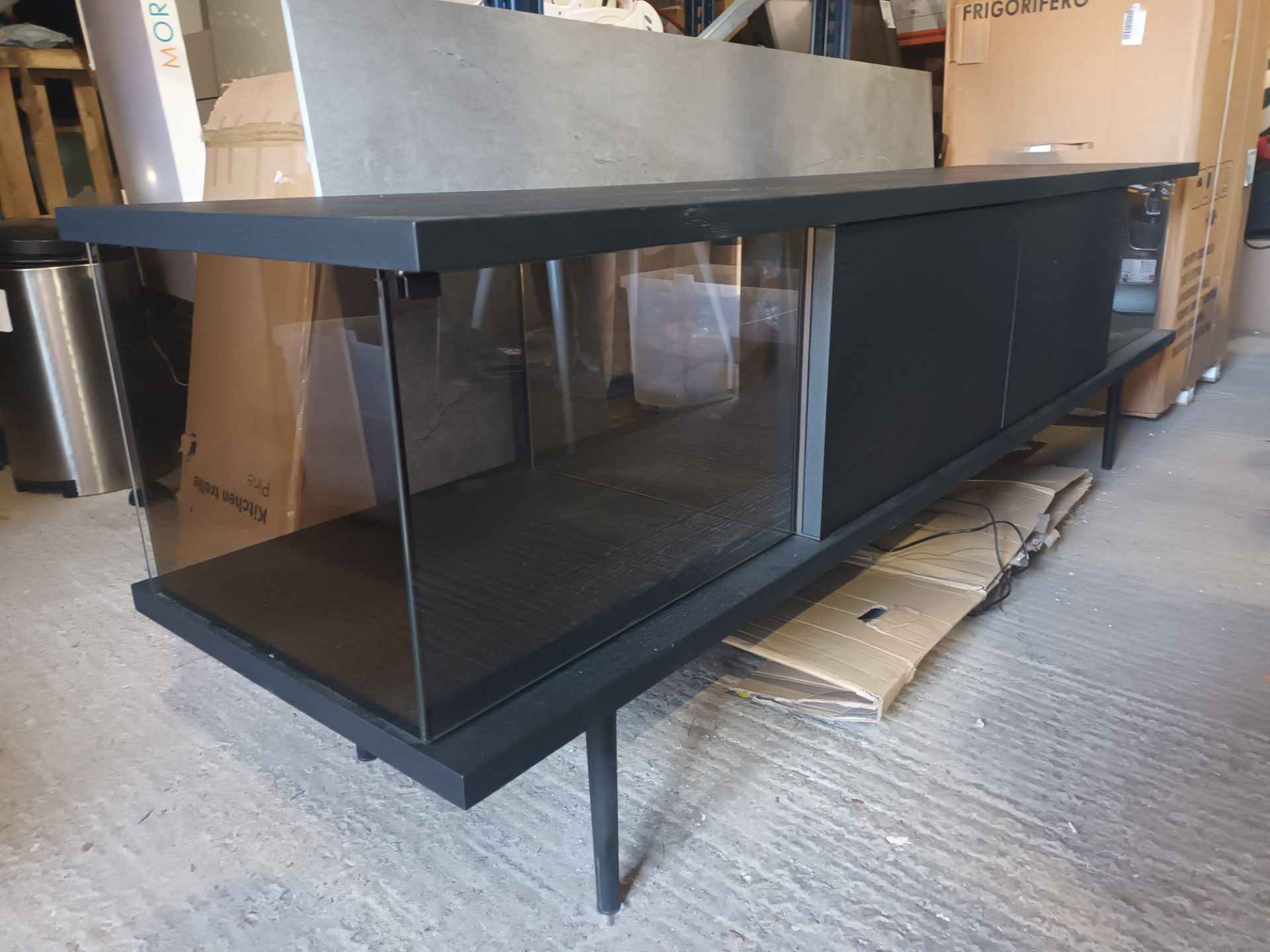 Walter Knoll "The Farns" 2701 14vo glass panel and dark wood sideboard (Located: Billericay) - Image 2 of 8