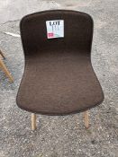 Brown upholstered wood framed chair (Located: Billericay)
