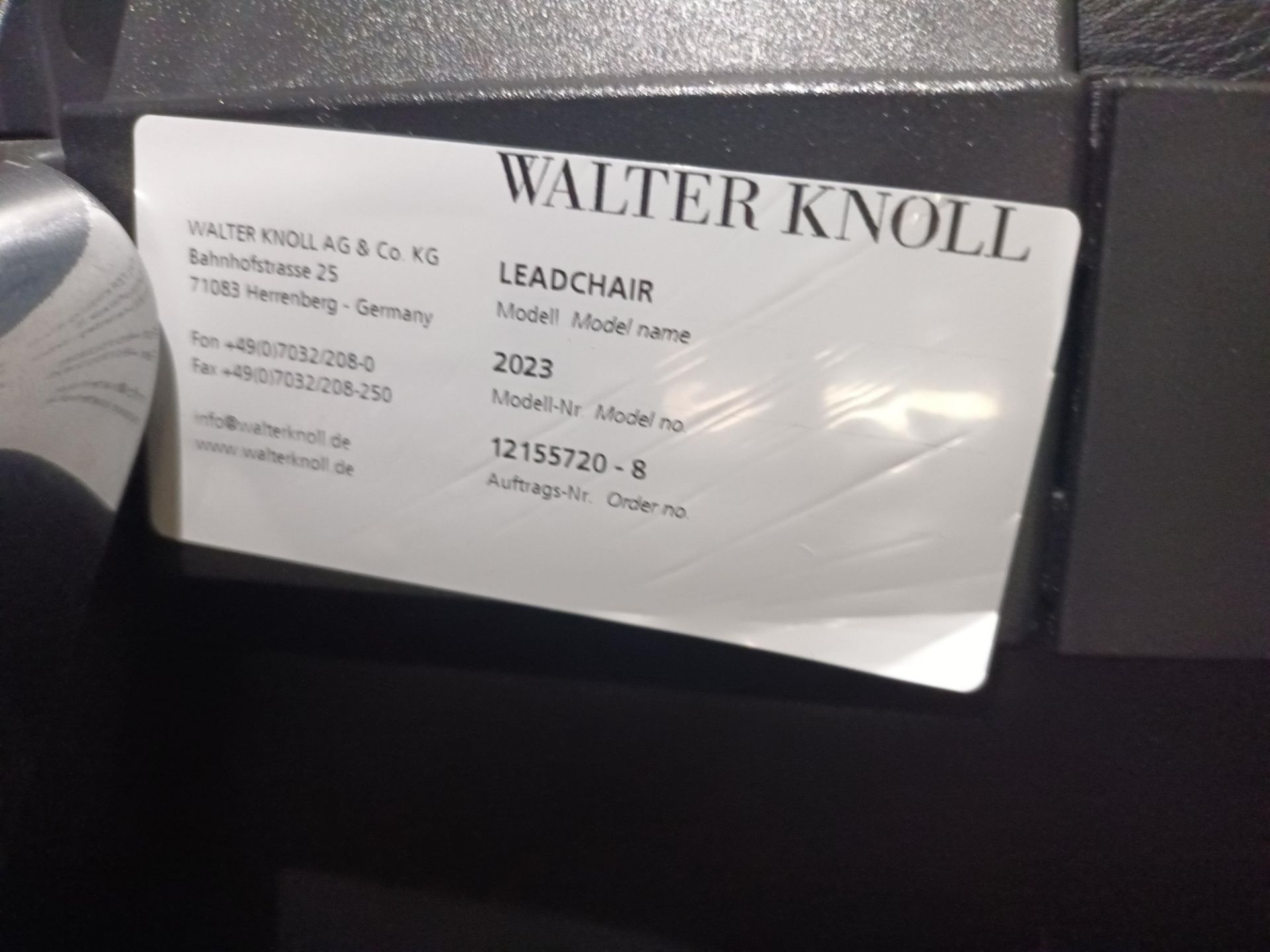 Walter Knoll leadchair 2023 black leather upholstered executive chair with chrome frame (Located: Bi - Image 2 of 3
