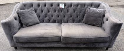 Velour upholstered two seater settee (Located: Billericay)