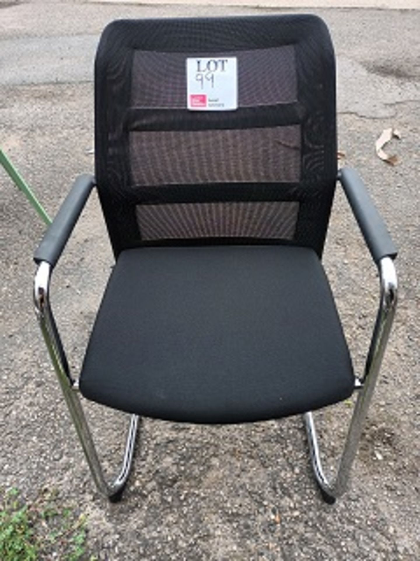 Unbranded black upholstered chrome frame meeting chair (Located: Billericay)