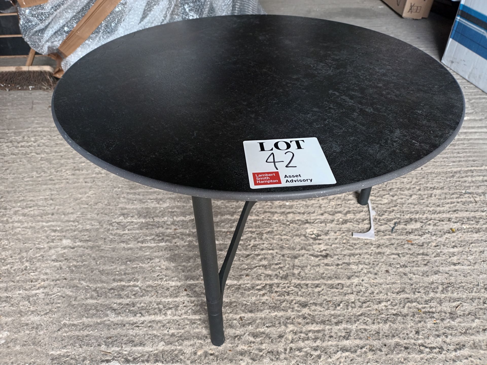 Dekton circular stone coffee table with three leg base (Located: Billericay) - Image 2 of 3
