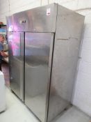 Kingfisher stainless steel double door mobile fridge, model GN141OTN, serial no. 728429, approx.