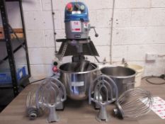 Metcalfe Planetary bench top mixer, model SP200, serial no. SP200/7918/F1 (2010) with 2 x mixing