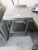 Two stainless steel preparation tables with undershelf and splashback, 1 x 650mm x 650mm x H: