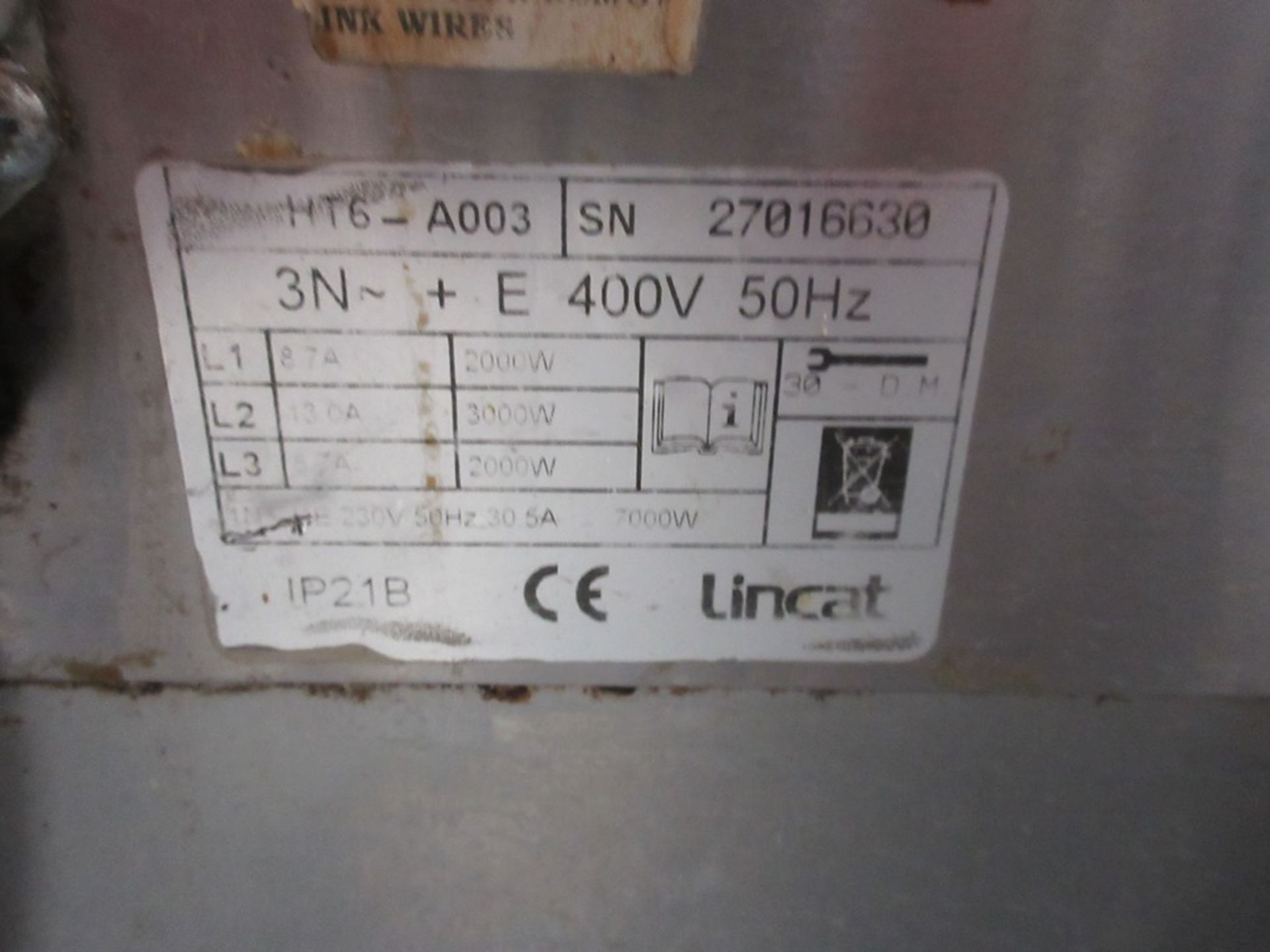 Lincat stainless steel 4 ring electric hob, Model HT6-A003, serial no. 27016630, approx. size: 600mm - Image 4 of 6