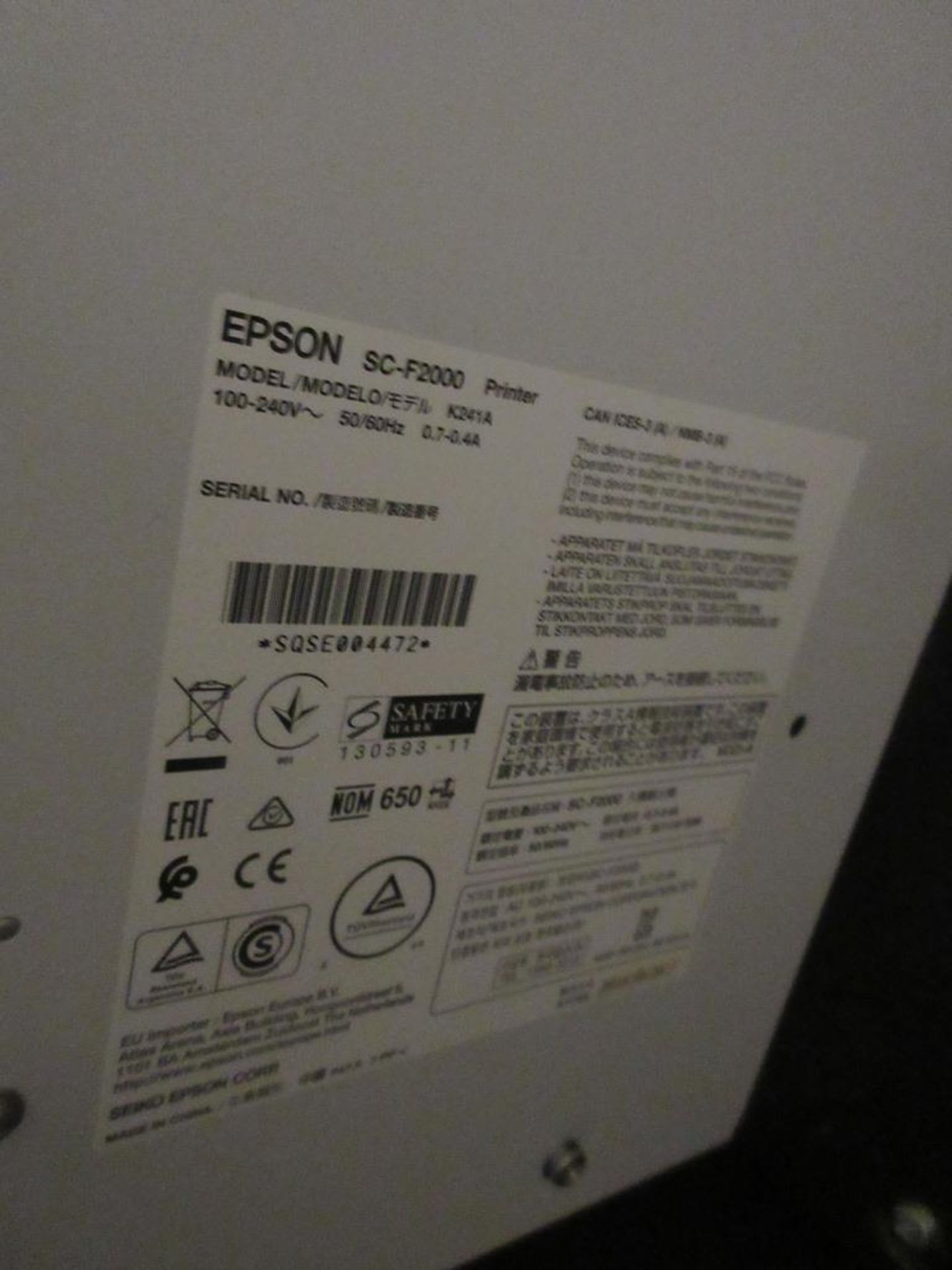 Epson SC-F2000 printer, model K341A - Image 6 of 7