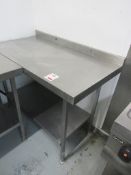 Stainless steel preparation table with undershelf and splashback, 1.1m x 590mm x H: 900mm