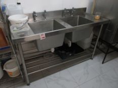 Simply Stainless freestanding stainless steel 2 deep bowl sink with taps, wired undershelf,