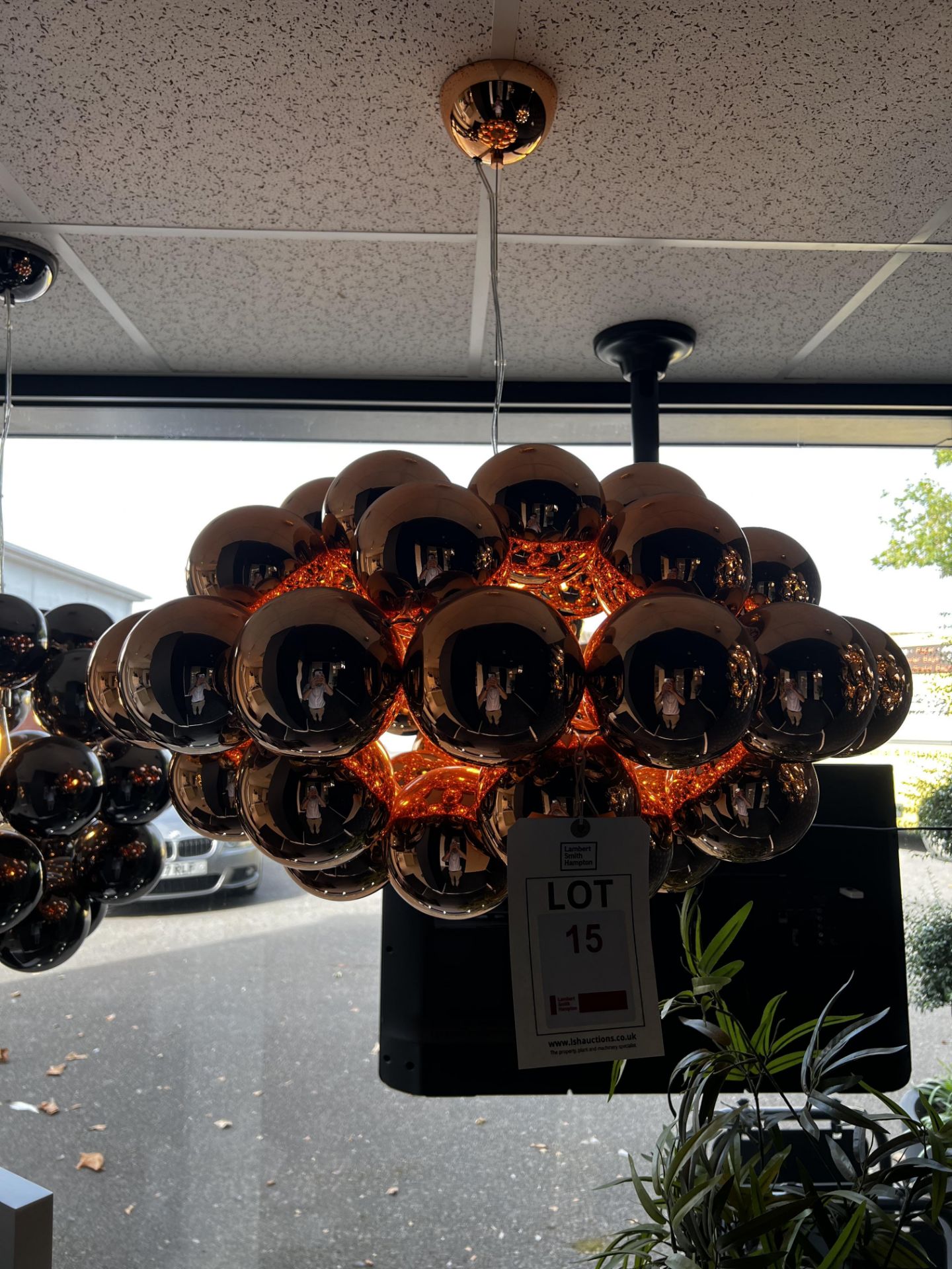 Copper ball hanging light (ex display) - Image 2 of 3