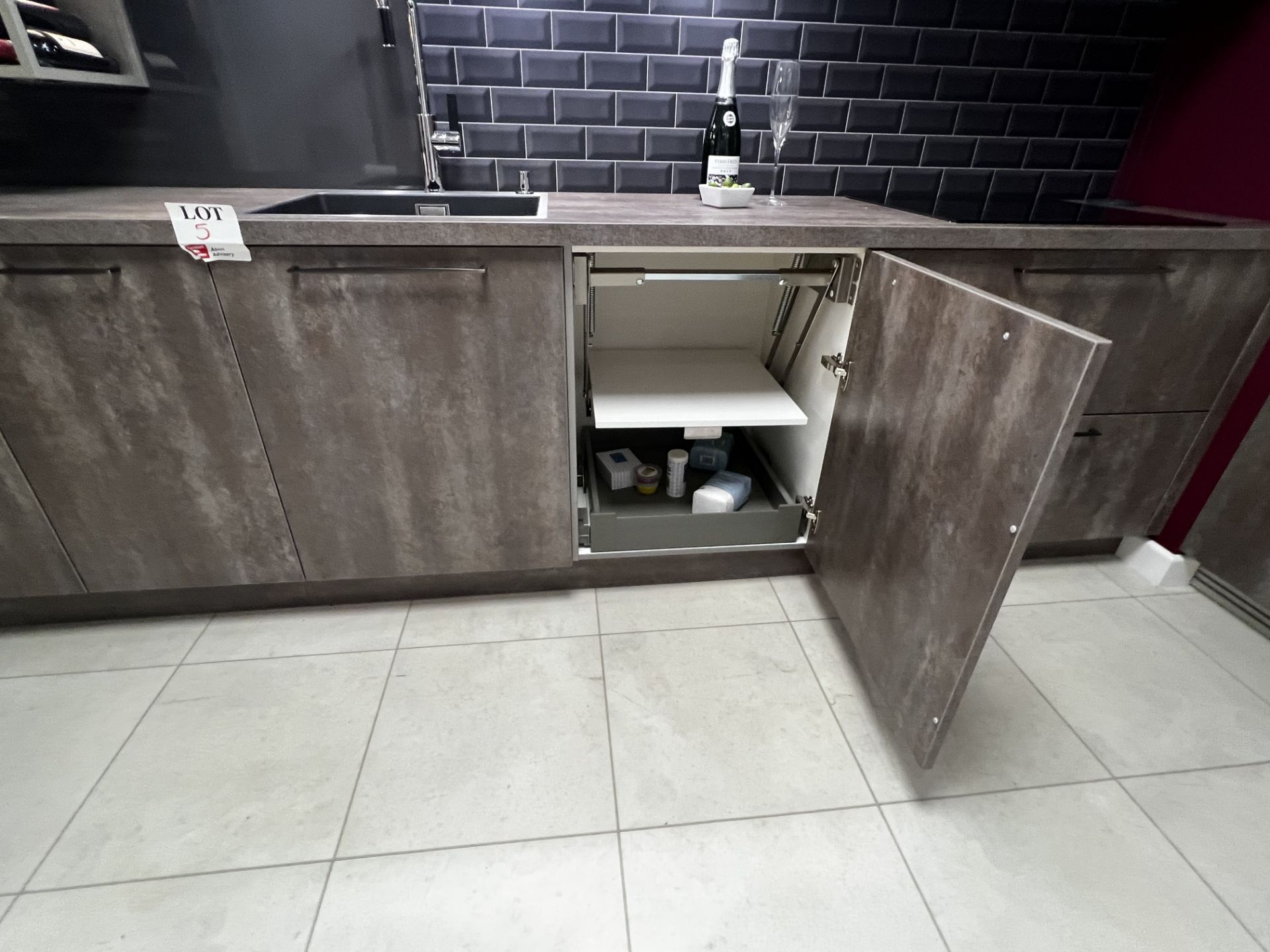 Dark stone venner display kitchen with blanco sink, quartz worktop (no appliances) retail price £ - Image 8 of 10