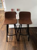 Two brown leather effect high stools