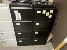 Two black, 4-drawer filing cabinets (No keys - unlocked)