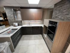 Haecker marble and light wood effect display kitchen to include built in sink (not to include