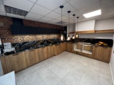 Dark marble and wood effect display kitchen to include built in sink (not to include appliances).