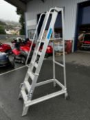 A' frame 5-rung ladder with platform & rails (This lot is located in Plympton)