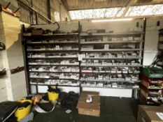 Two bays of 8-shelf rack, H 2.2m x W 3.15m x D 38cm (this lot is located at Portreath) (Please note: