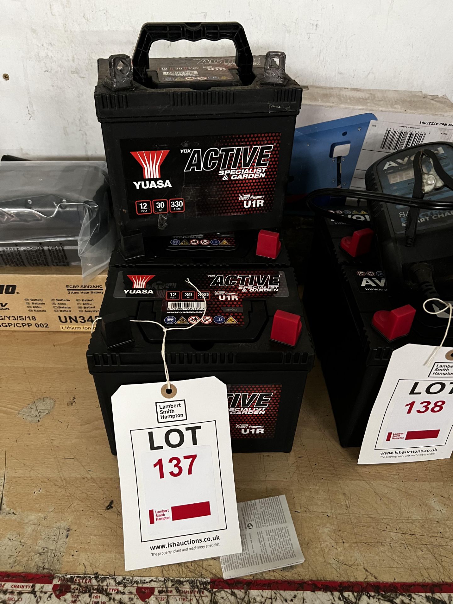 Three Yuasa batteries, 12v UIR mower battery (this lot is located at Portreath) - Image 3 of 4