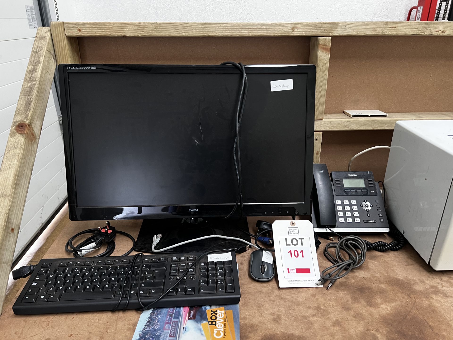 Microwave, Yealink phone, monitor, keyboard & mouse, Panasonic CD player SC-HC2708 (This lot is