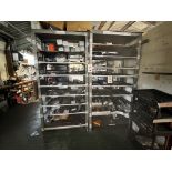 Two bays of metal racking (excluding contents) H 2.25m x W 2.25m (1 x D 53cm and 1 x D 63cm) (this