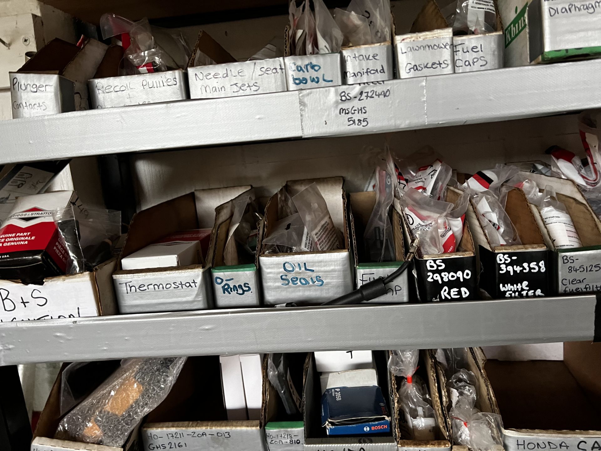 Contents of shelving to include branded names of Honda, Bricos, John Deere, Countax, Mitox parts & - Image 5 of 7