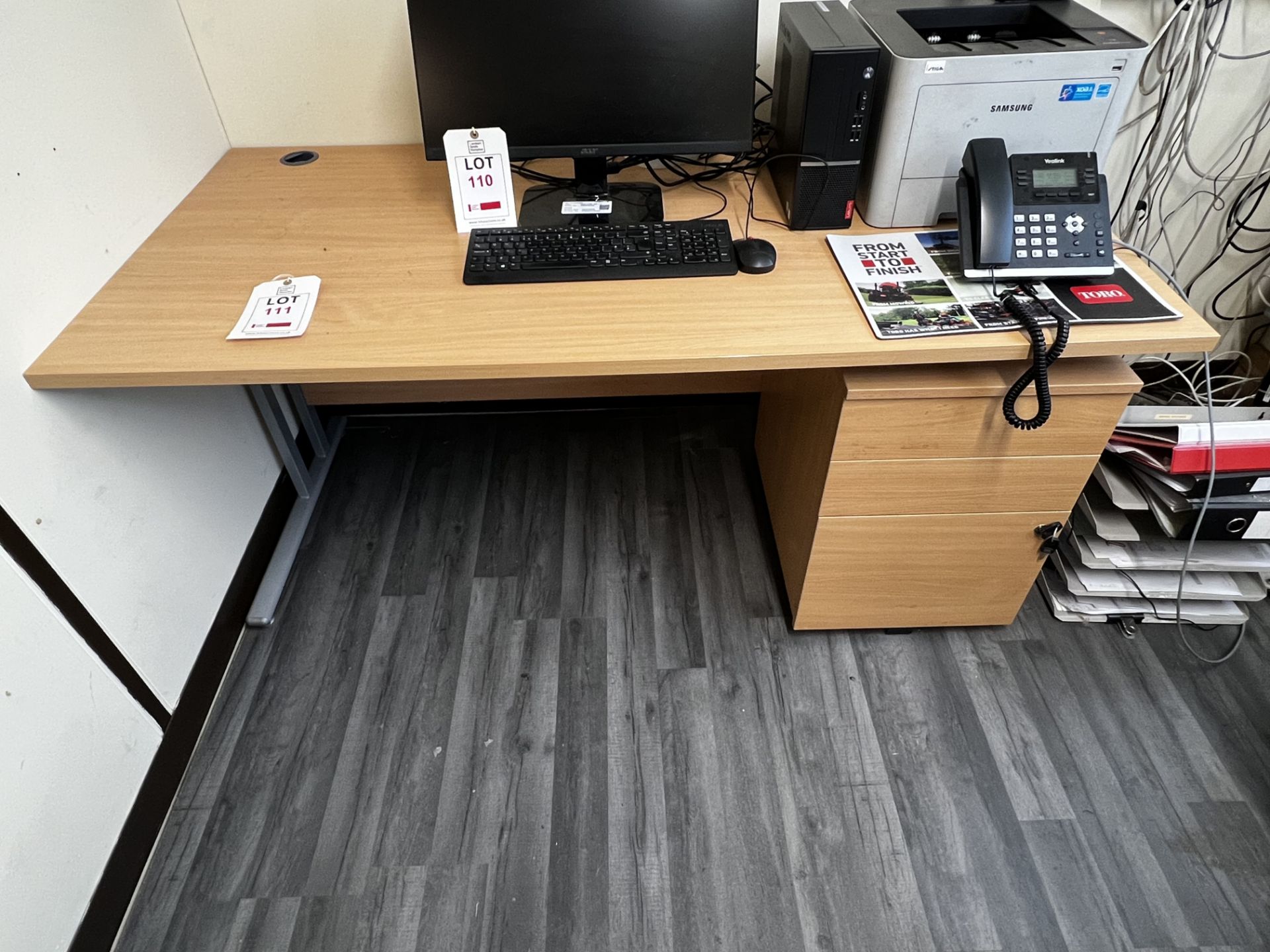 Office desk, pedestal, chair (this lot is located at Portreath)