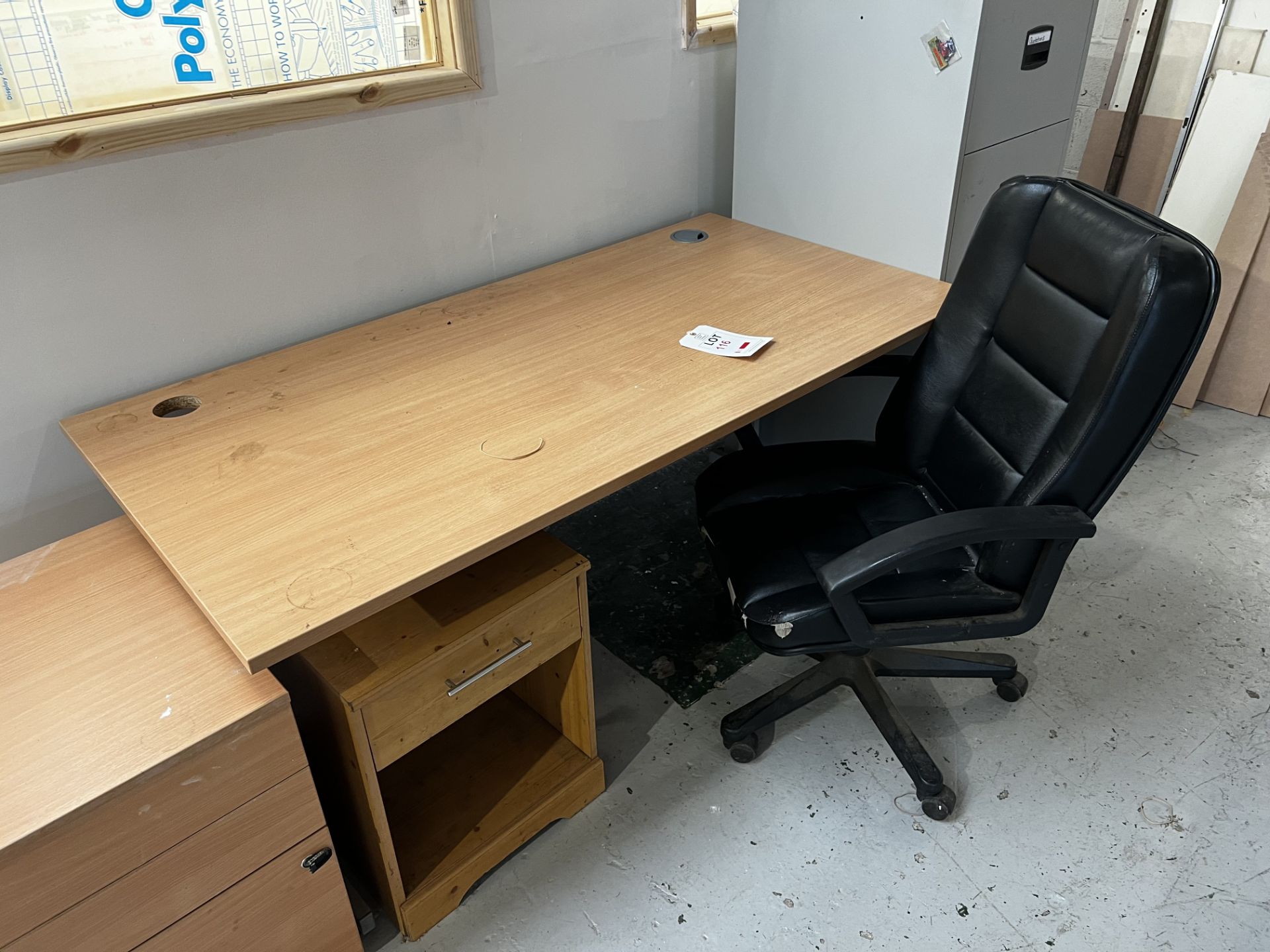 Desk, leather chair, two pedestals, filing cabinet (this lot is located at Portreath) - Image 3 of 5