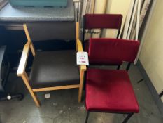 Three chairs (1 wood & upholstered, 2 metal frame & upholstered) (this lot is located at Portreath)
